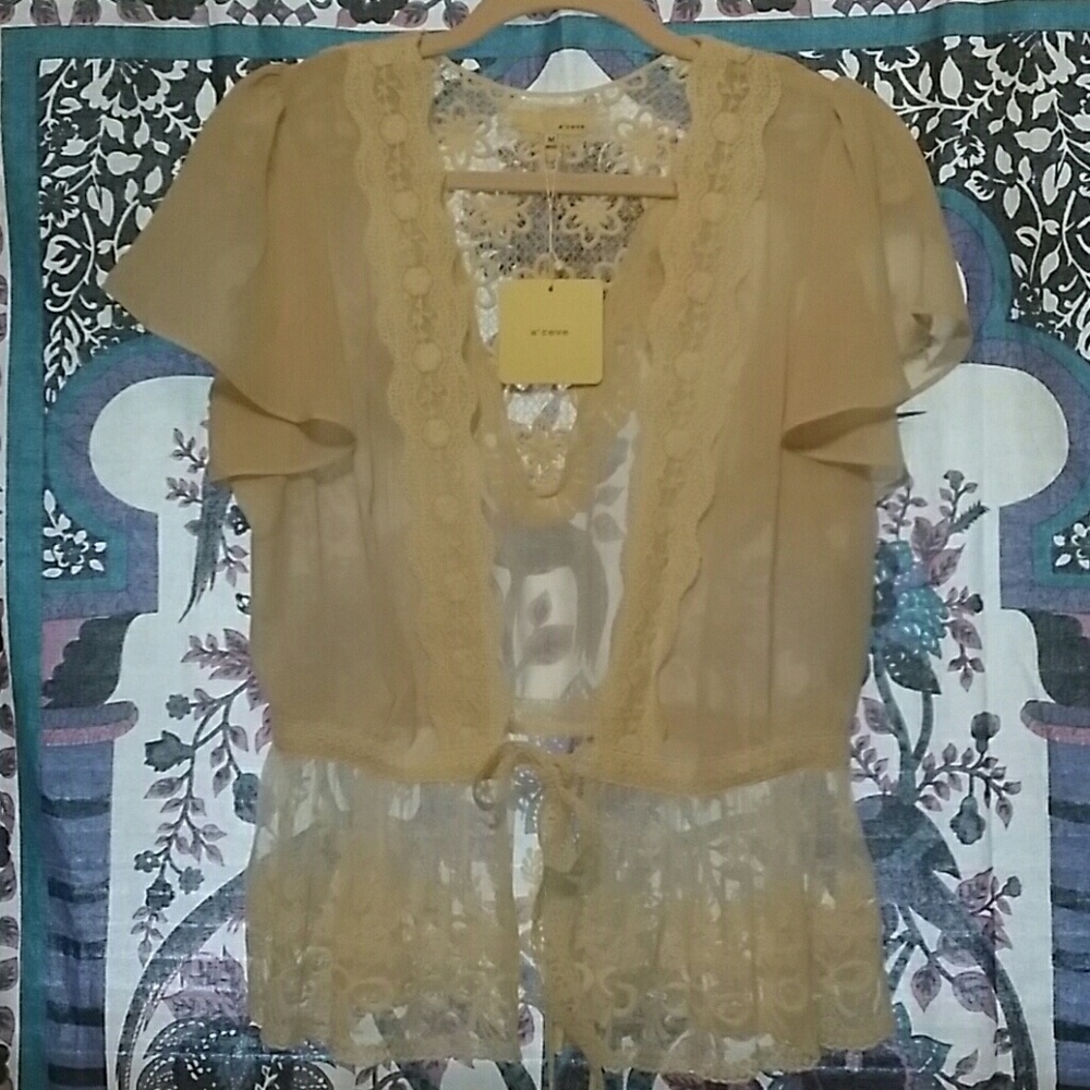 A'reve Anthropology Lace Cardigan